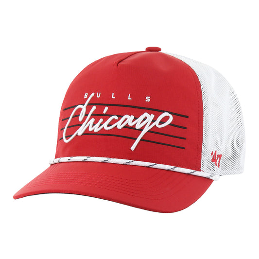Chicago Bulls 47 Brand Downburst Hitch Snapback in Red - Front Left View