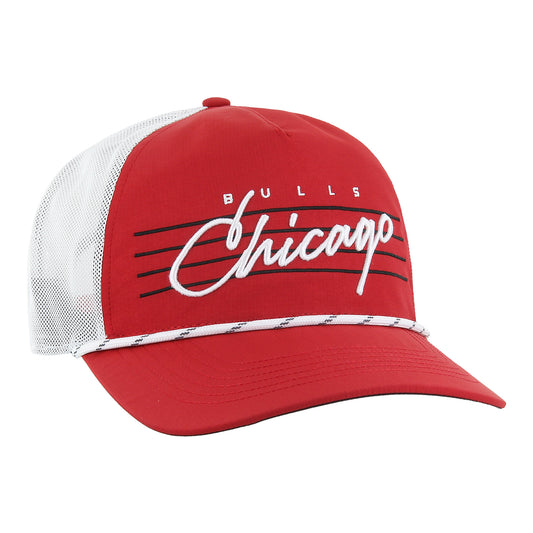 Chicago Bulls 47 Brand Downburst Hitch Snapback in Red - Front Left View