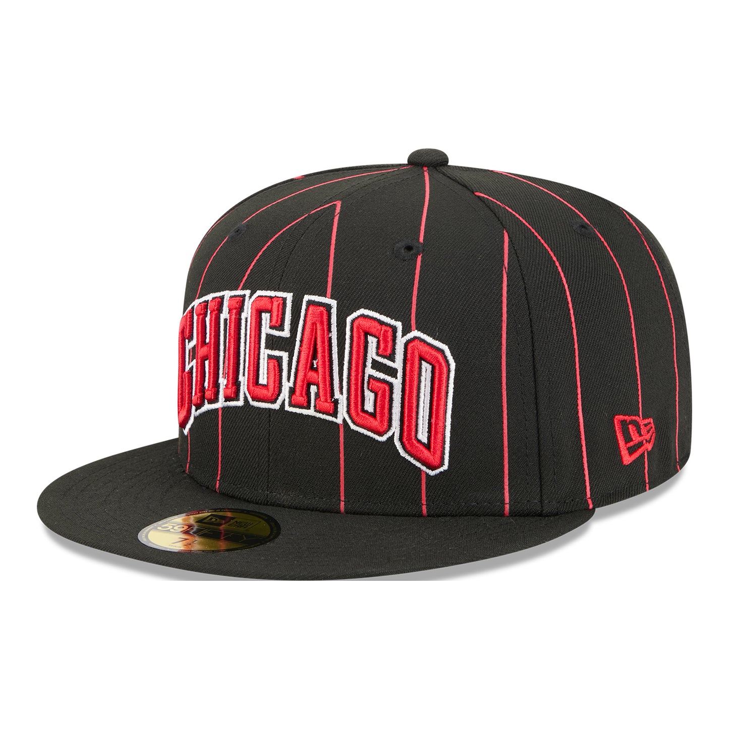 Chicago Bulls New Era 2025 Statement 5950 Fitted Hat in Black - Front Left View