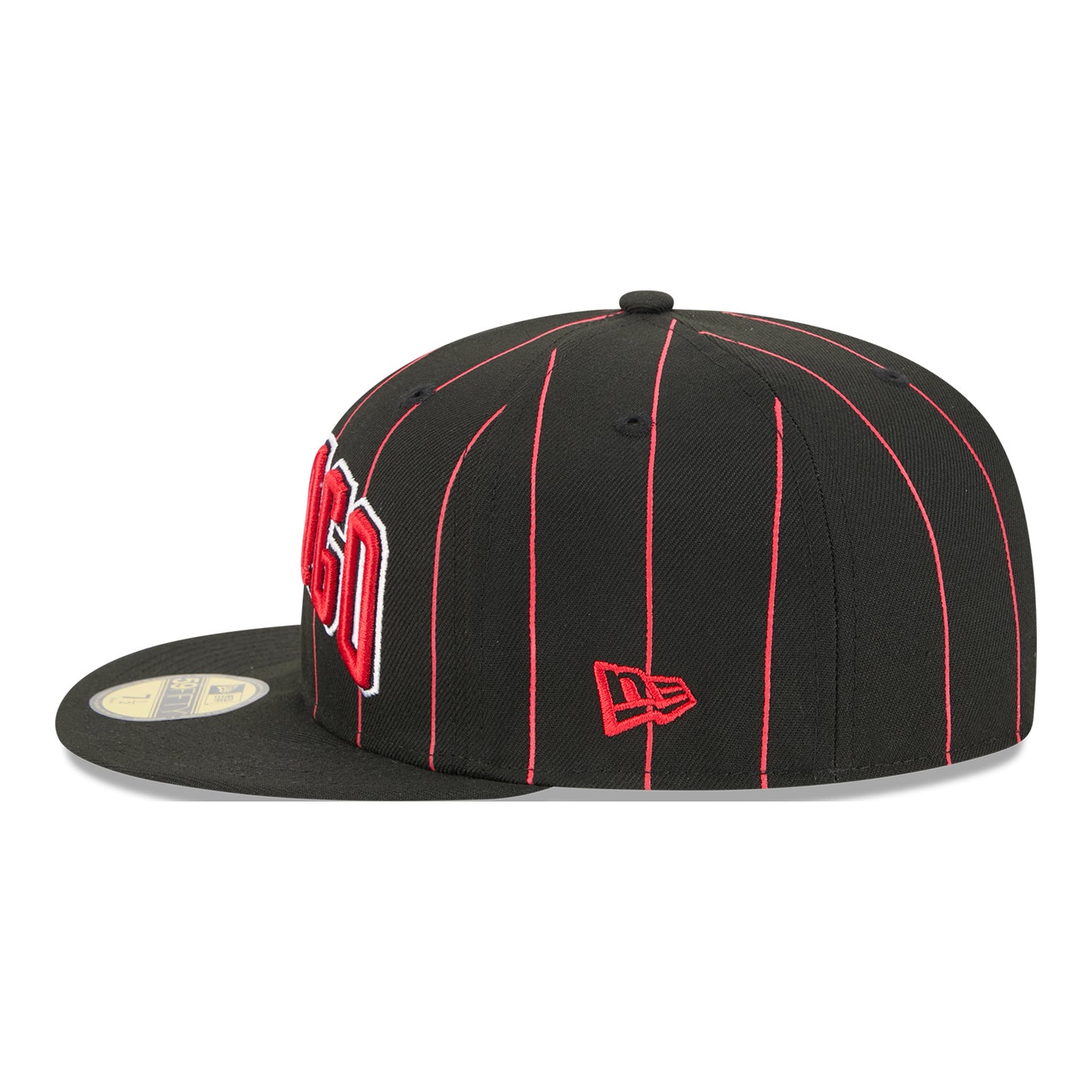 Chicago Bulls New Era 2025 Statement 5950 Fitted Hat in Black - Left Side View