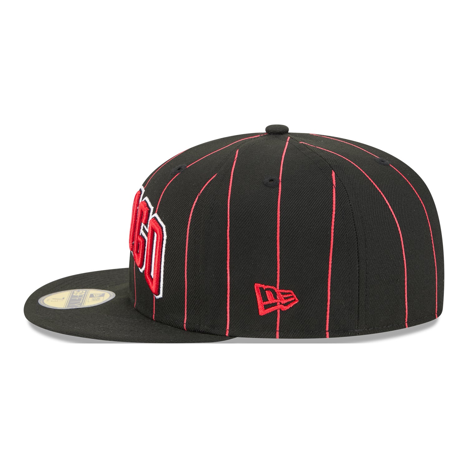 Chicago Bulls New Era 2025 Statement 5950 Fitted Hat in Black - Left Side View