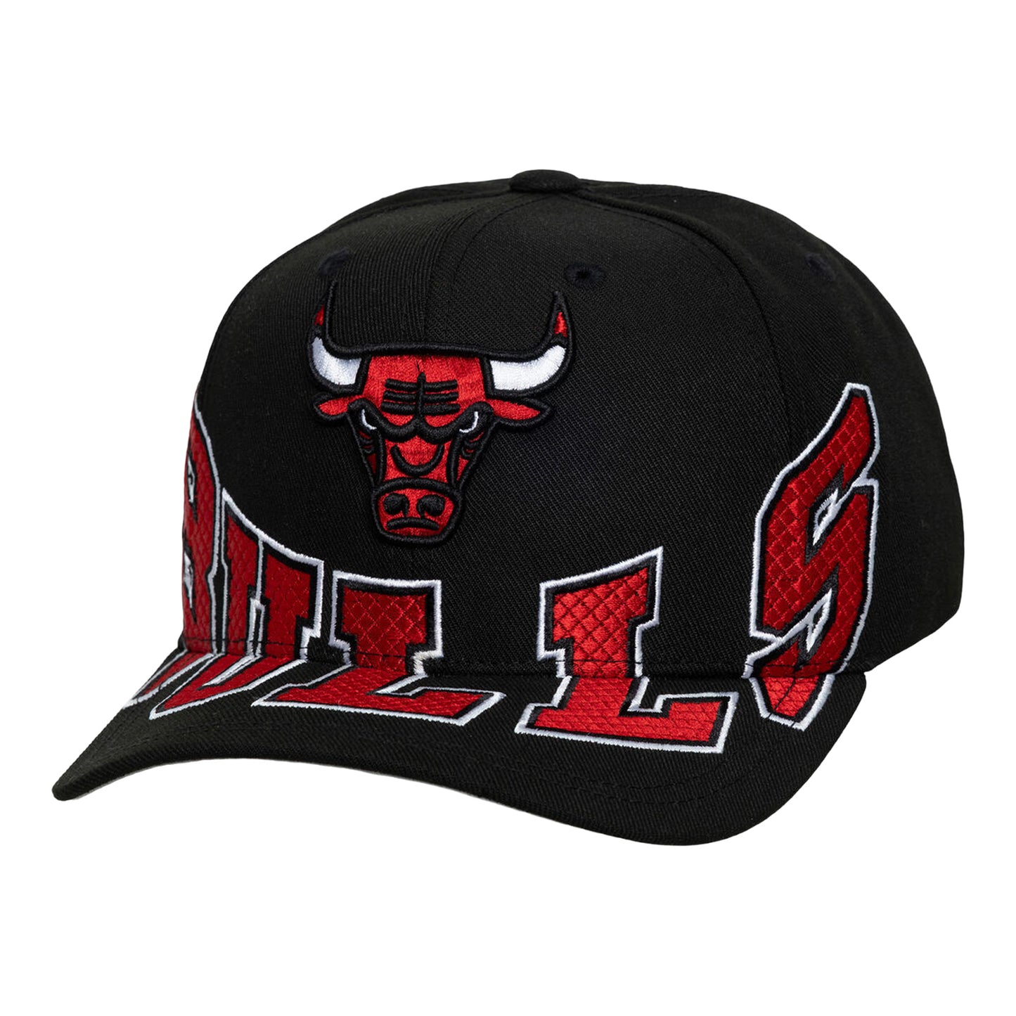 Chicago Bulls Mitchell & Ness Over Under Pro Snapback in Black - Front Left View