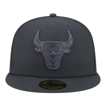 Chicago Bulls New Era Color Pack Tonal Graphite 5950 Fitted Hat in Black - Front View