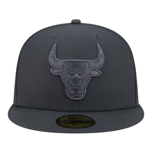 Chicago Bulls New Era Color Pack Tonal Graphite 5950 Fitted Hat in Black - Front View