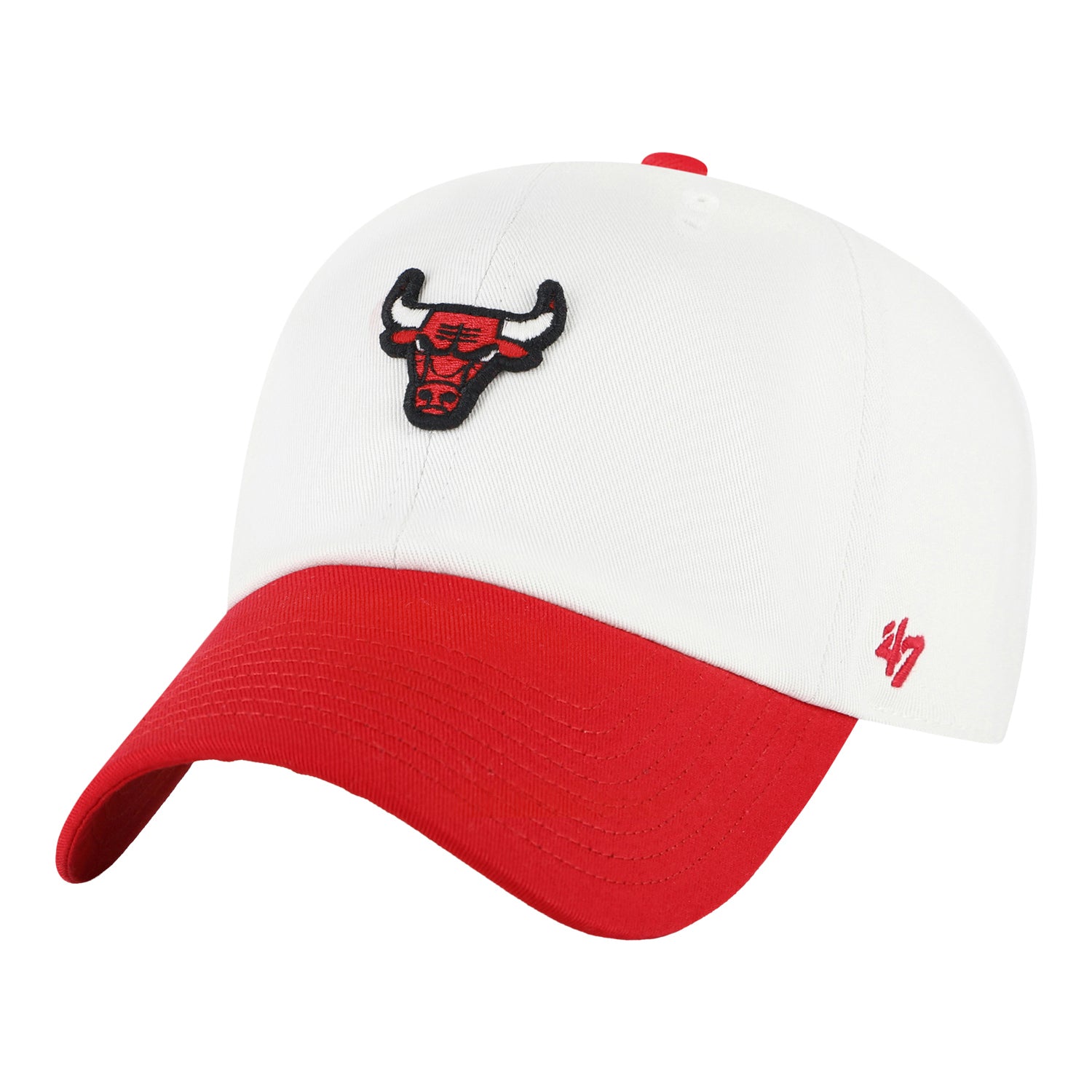 Chicago Bulls 47 Brand Contemporary Two Tone Clean Up Hat in White - Front Left View