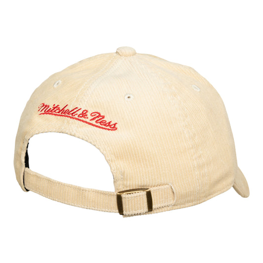 Chicago Bulls Mitchell & Ness Heritage Hues Corded 1904 Adjustable Hat in White - Front Left View
