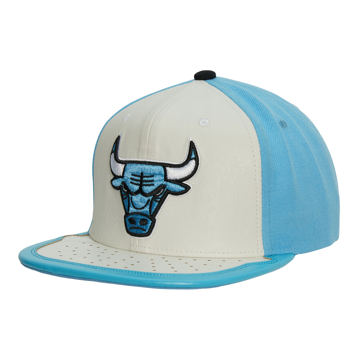 Chicago Bulls Mitchell & Ness Day One White & Blue Primary Snapback - Front View