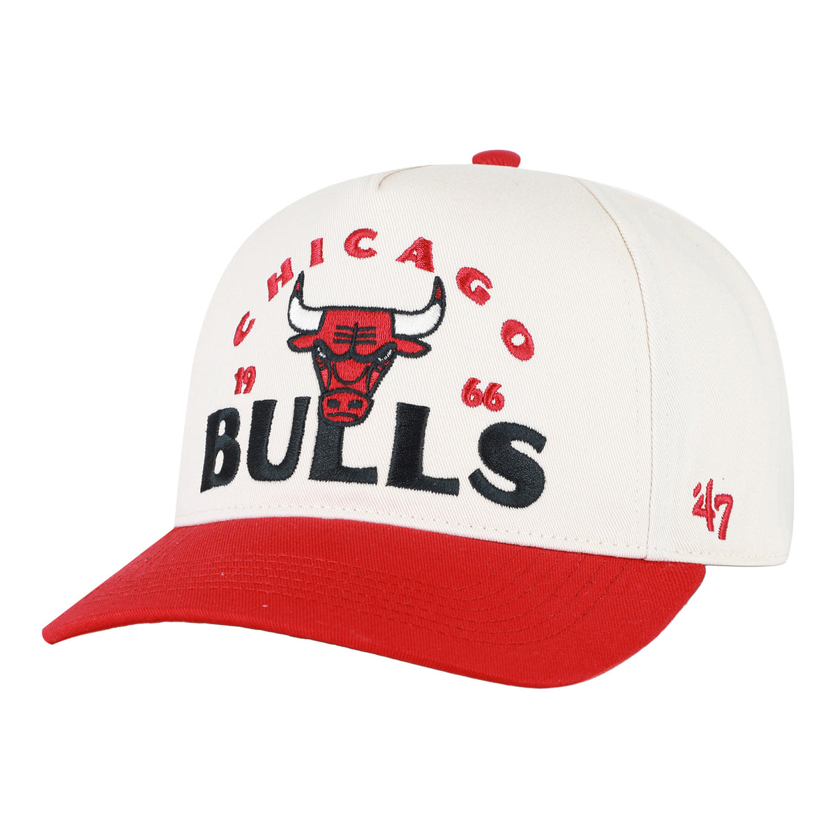 Chicago Bulls 47 Brand Arcitext Hitch Hat in White - Front Left View