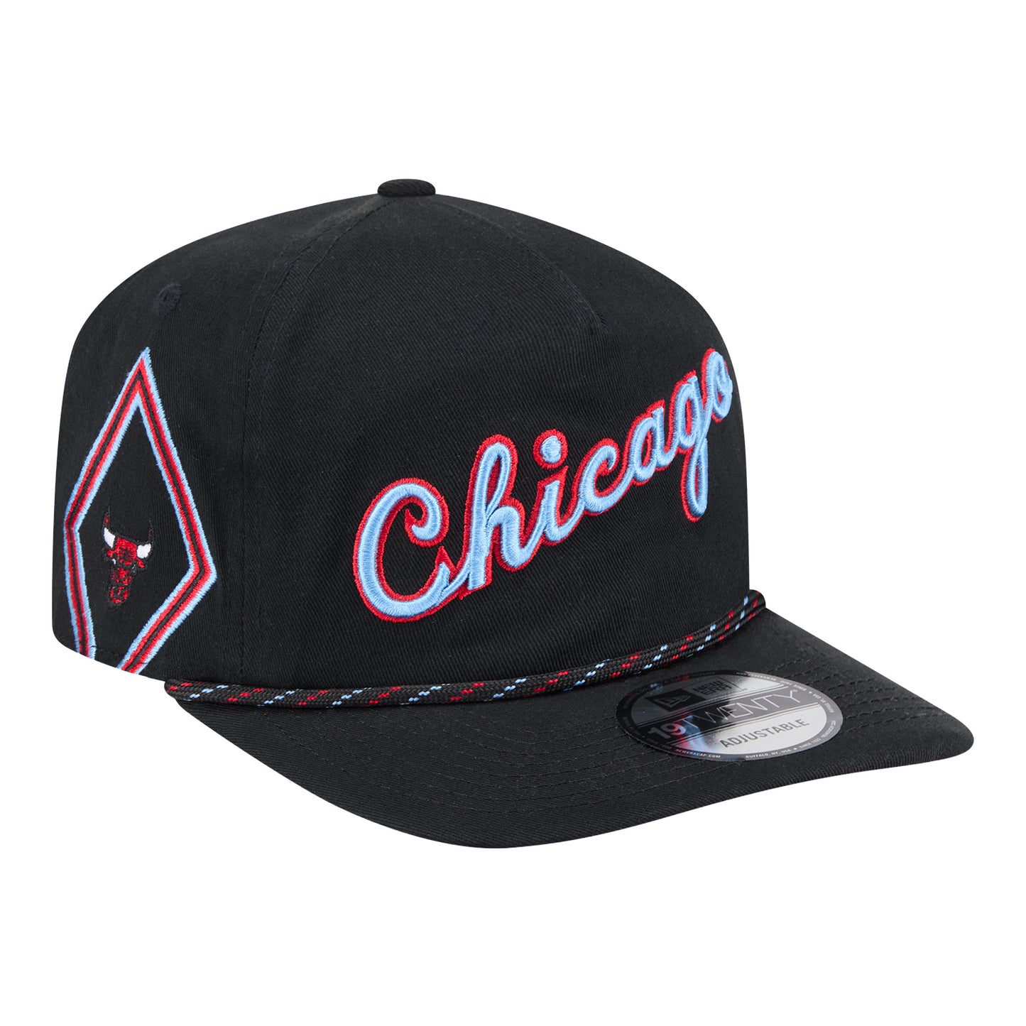2025-26 City Edition Chicago Bulls New Era Golfer Snapback in Black - Front Right View