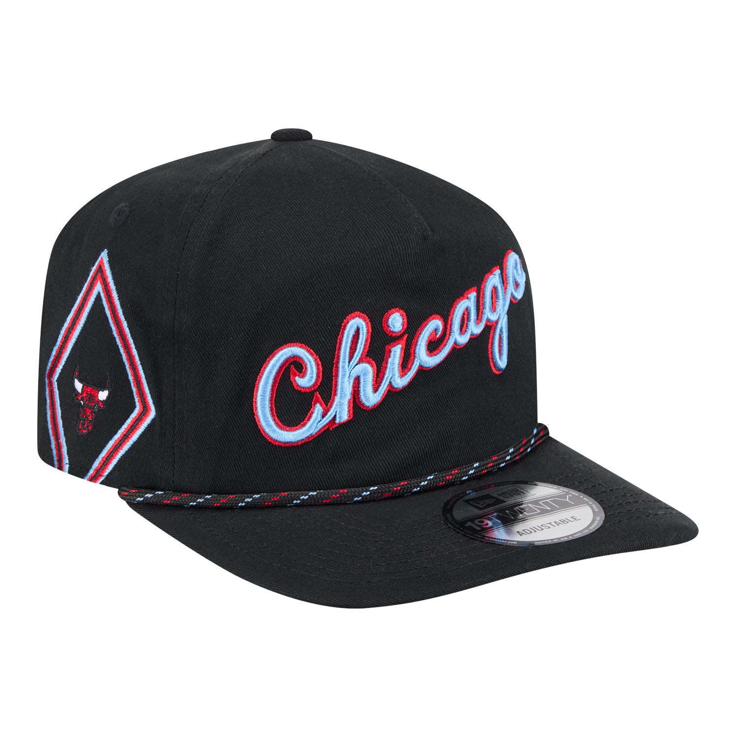 2025-26 City Edition Chicago Bulls New Era Golfer Snapback in Black - Front Right View