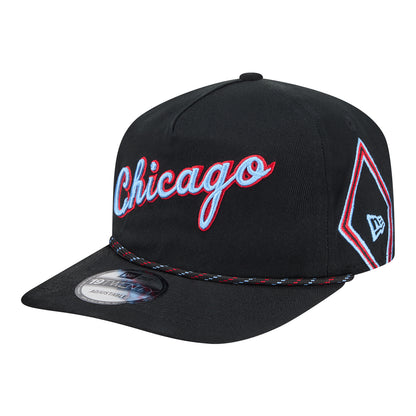 2025-26 City Edition Chicago Bulls New Era Golfer Snapback in Black - Front Left View