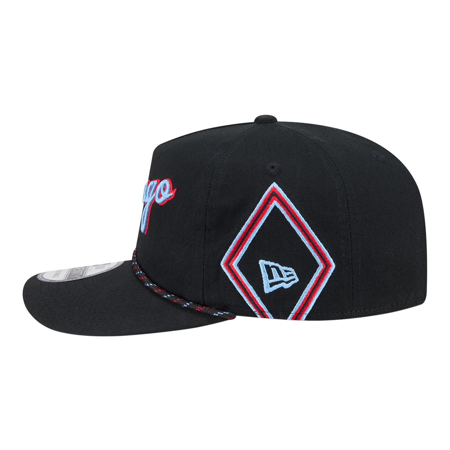 2025-26 City Edition Chicago Bulls New Era Golfer Snapback in Black - Left Side View