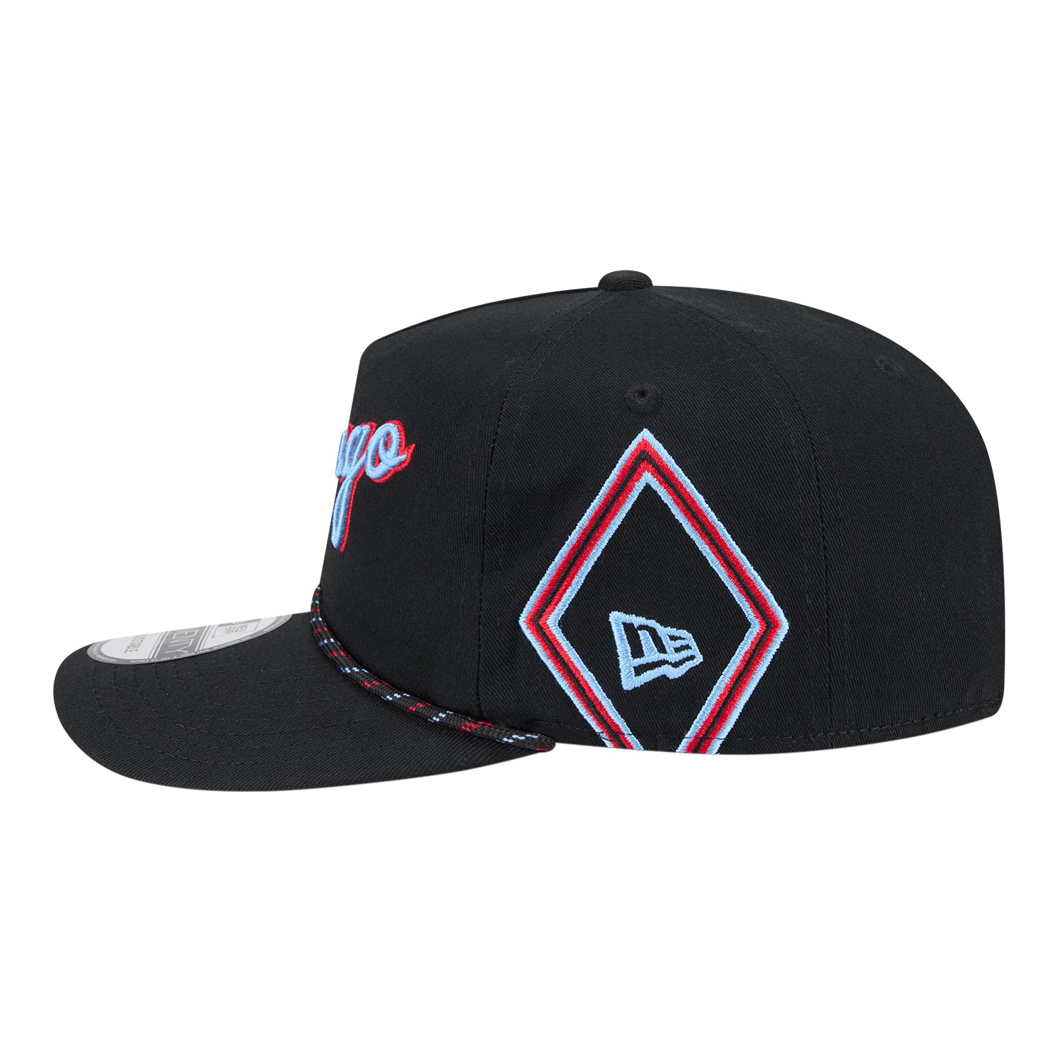 2025-26 City Edition Chicago Bulls New Era Golfer Snapback in Black - Left Side View