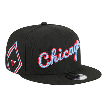 2025-26 City Edition Chicago Bulls New Era 950 Snapback in Black - Front Right View