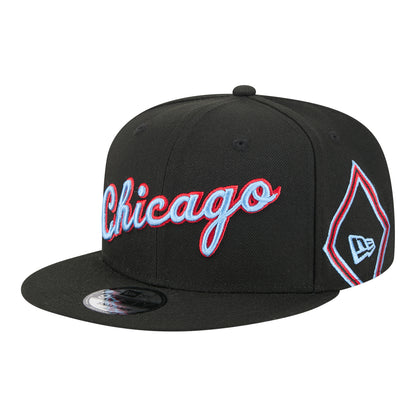 2025-26 City Edition Chicago Bulls New Era 950 Snapback in Black - Front Left View