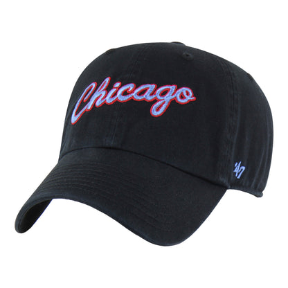 2025-26 City Edition Chicago Bulls 47 Brand Clean Up Hat in Black - Front Left View