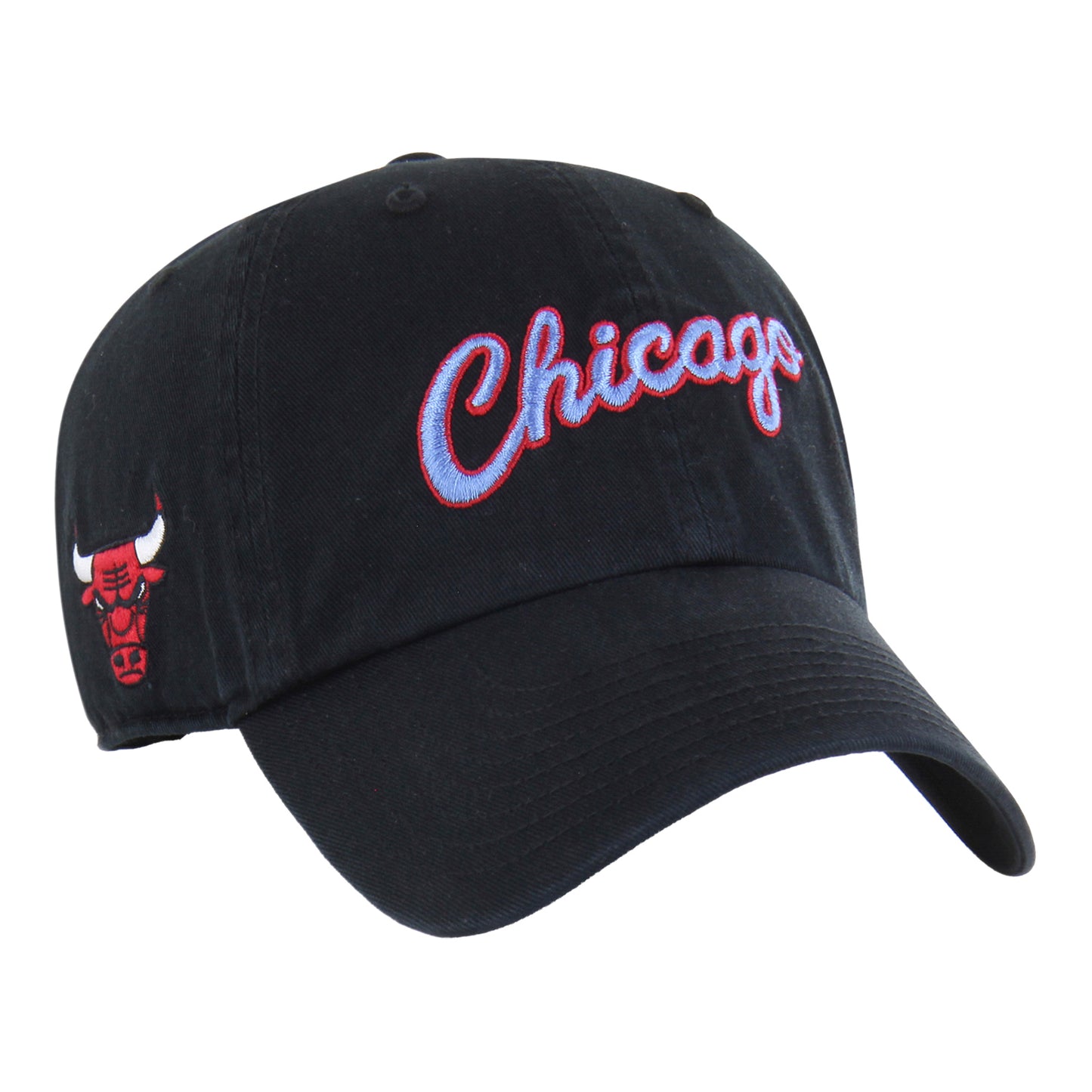 2025-26 City Edition Chicago Bulls 47 Brand Clean Up Hat in Black - Front Right View
