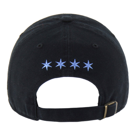 2025-26 City Edition Chicago Bulls 47 Brand Clean Up Hat in Black - Front Left View