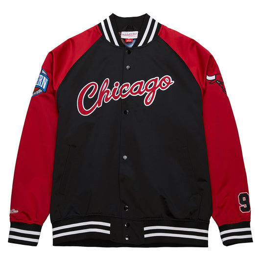 Chicago Bulls Mitchell & Ness Dennis Rodman Satin Jacket In Black - Front View