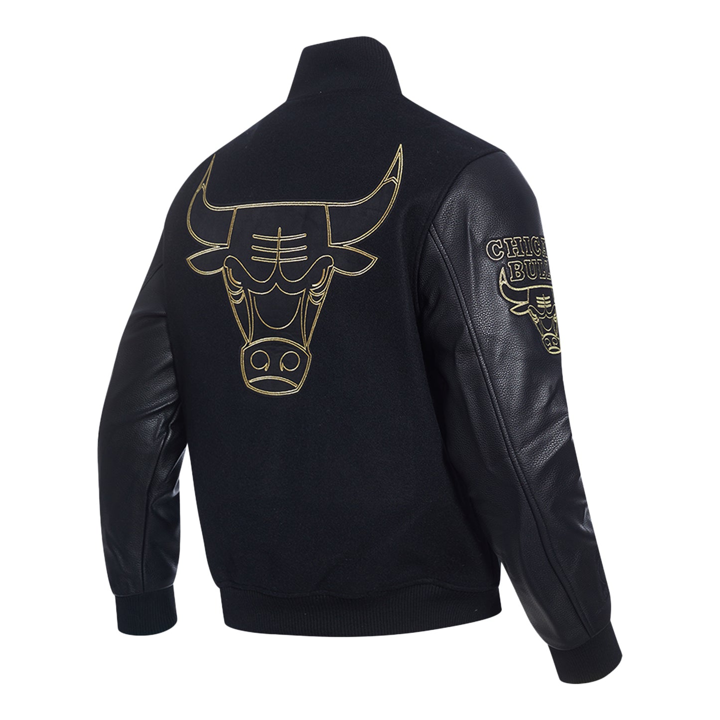 Chicago Bulls Pro Standard Gold Collection Jacket In Black - Back View