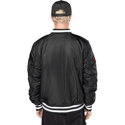 Chicago Bulls New Era Alpha Industries Patch Jacket in Black - Back View