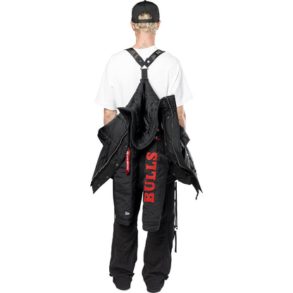Chicago Bulls New Era Alpha Industries Patch Parka Coat in Black - Back Strap View 