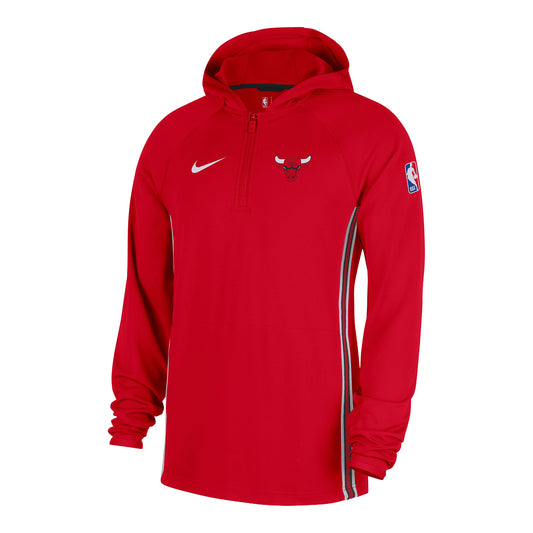 Chicago Bulls Nike Dri-Fit 1/4 Zip Hoodie in Red - Front Left View