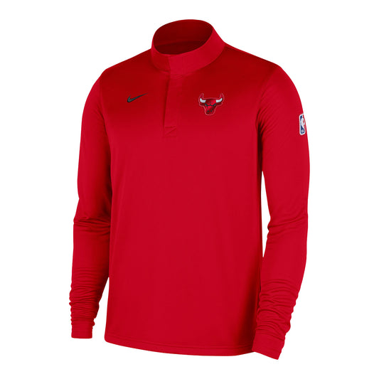 Chicago Bulls Nike Red Coach's 1/4 Zip Jacket in Red - Front View