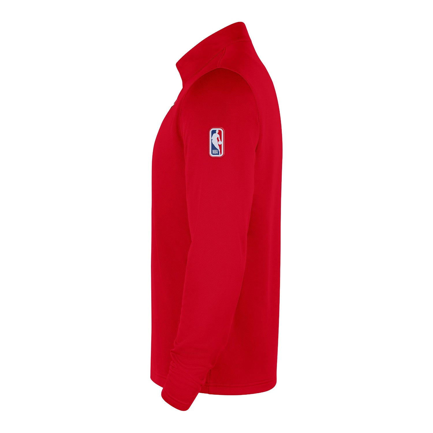 Chicago Bulls Nike Red Coach's 1/4 Zip Jacket in Red - Side View 