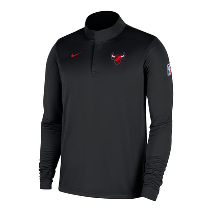Chicago Bulls Nike Black Coach's 1/4 Zip Jacket in Black - Front View