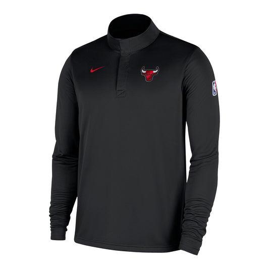 Chicago Bulls Nike Black Coach's 1/4 Zip Jacket in Black - Front View