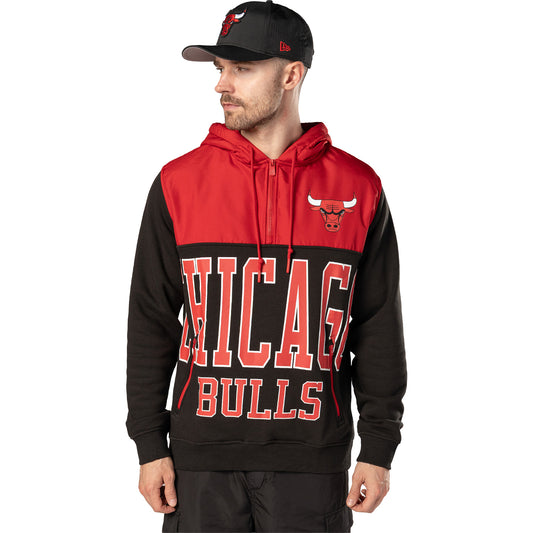 Chicago Bulls New Era Nylon Ripstop Jacket in Black - Front View