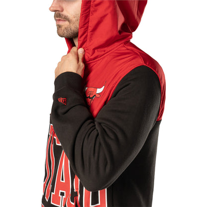 Chicago Bulls New Era Nylon Ripstop Jacket in Black - Left Side View 