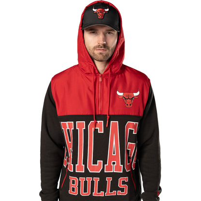 Chicago Bulls New Era Nylon Ripstop Jacket in Black - Front View