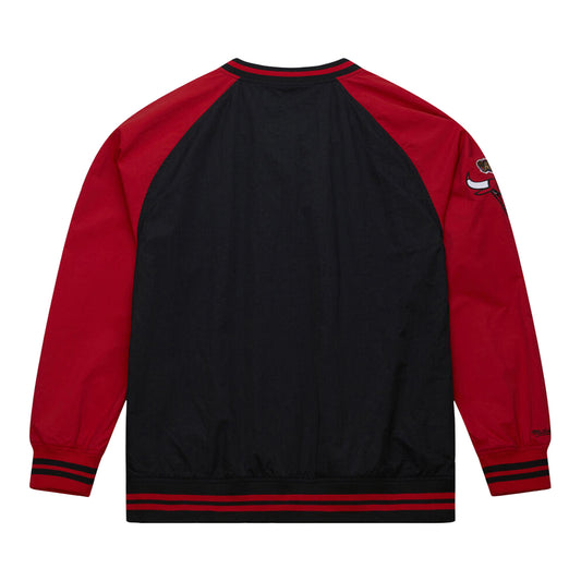 Chicago Bulls Mitchell & Ness V-Neck Scripted Pullover in Black - Front View