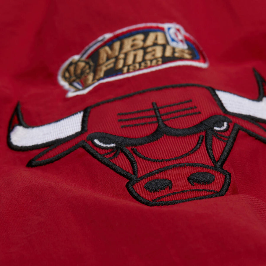 Chicago Bulls Mitchell & Ness V-Neck Scripted Pullover in Black - Sleeve Detail View 