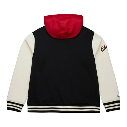Chicago Bulls Mitchell & Ness Courtside Fleece Hooded Jacket in Black - Back View 