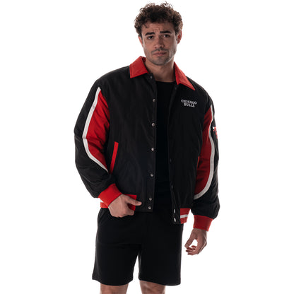 Chicago Bulls 1966 Statement Racing Stripe Jacket in Black - Front View