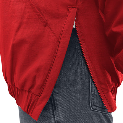 Chicago Bulls Starter Throwback 1/2 Zip Jacket in Red - Side Zip View