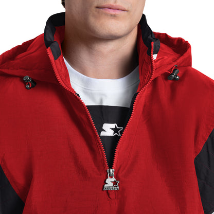 Chicago Bulls Starter Throwback 1/2 Zip Jacket in Red - Front Zip View
