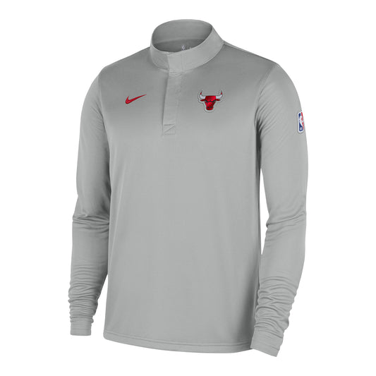Chicago Bulls Nike Grey Coach's 1/4 Zip Jacket in Grey - Front View