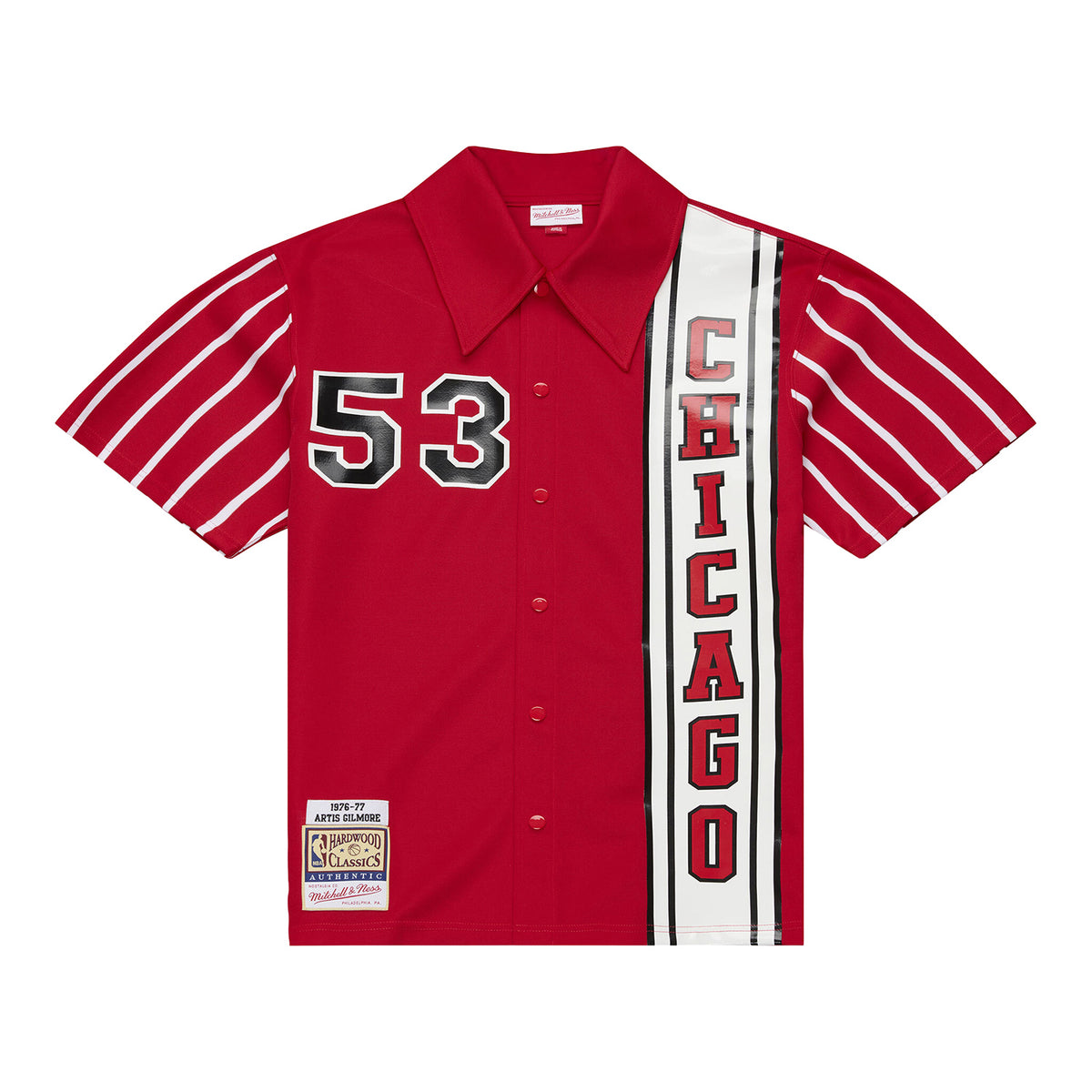 Chicago Bulls Mitchell & Ness Artis Gilmore 1976 Authentic Warmup Shirt in red - Front View