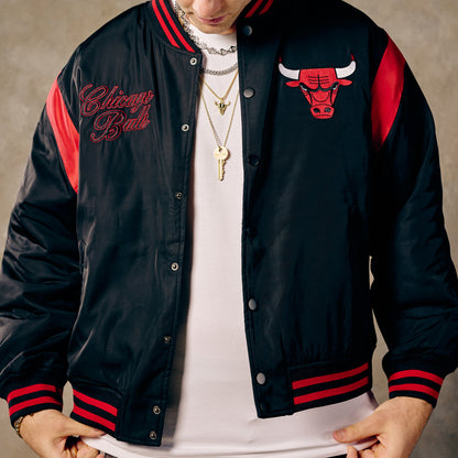 Chicago Bulls 1966 Statement Button Up Jacket in Black - Front View