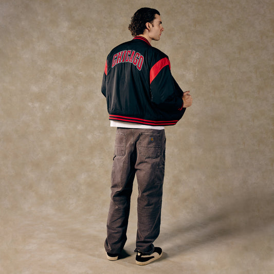 Chicago Bulls 1966 Statement Button Up Jacket in Black - Front View