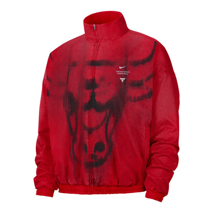 Chicago Bulls Nike 2026 Standard Issue Full Zip Game Jacket in Red - Front View