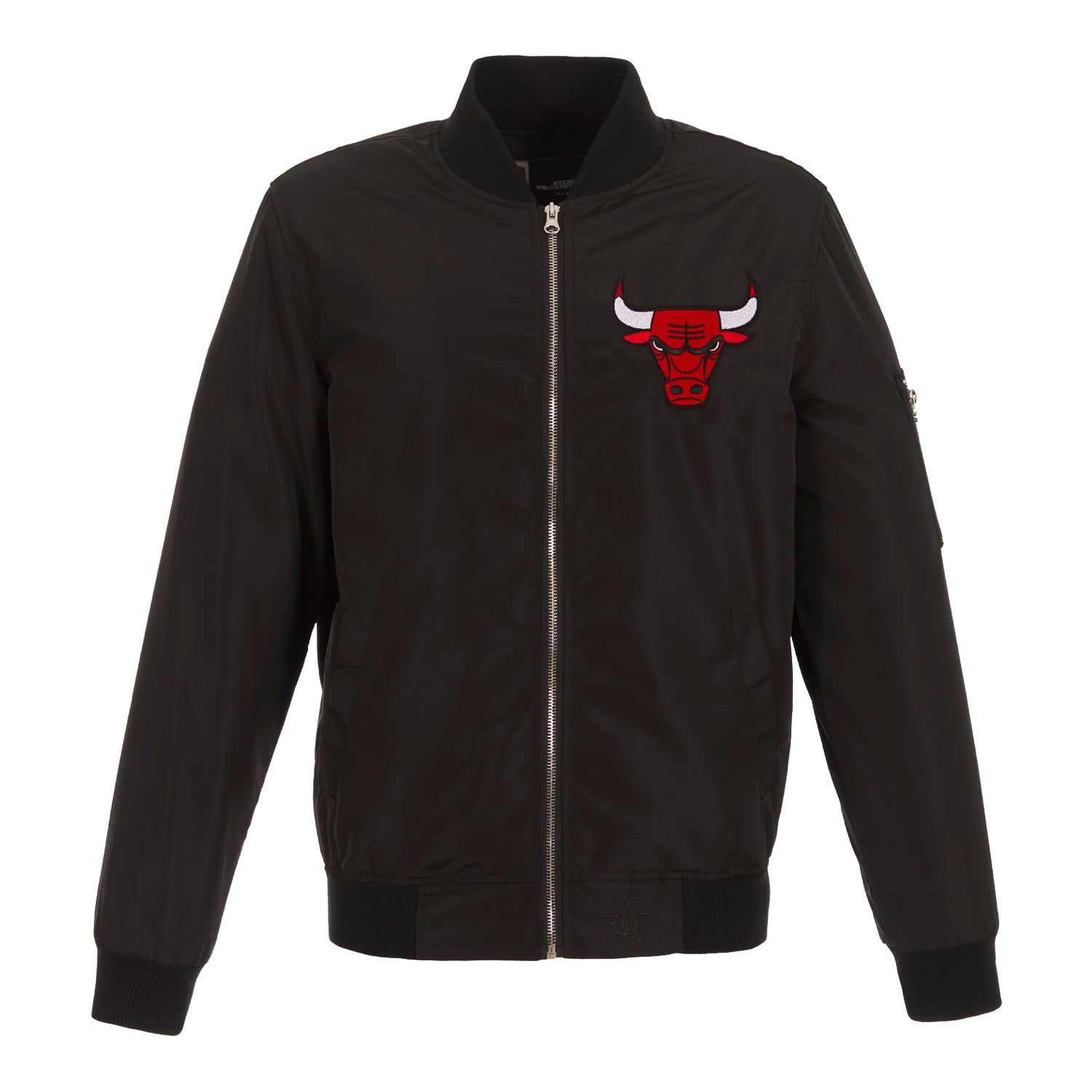 Chicago Bulls JH Design Lightweight Nylon Bomber Jacket - Front View