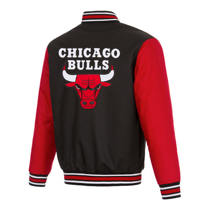 Chicago Bulls JH Designs Poly Twill Varsity Jacket - Back View