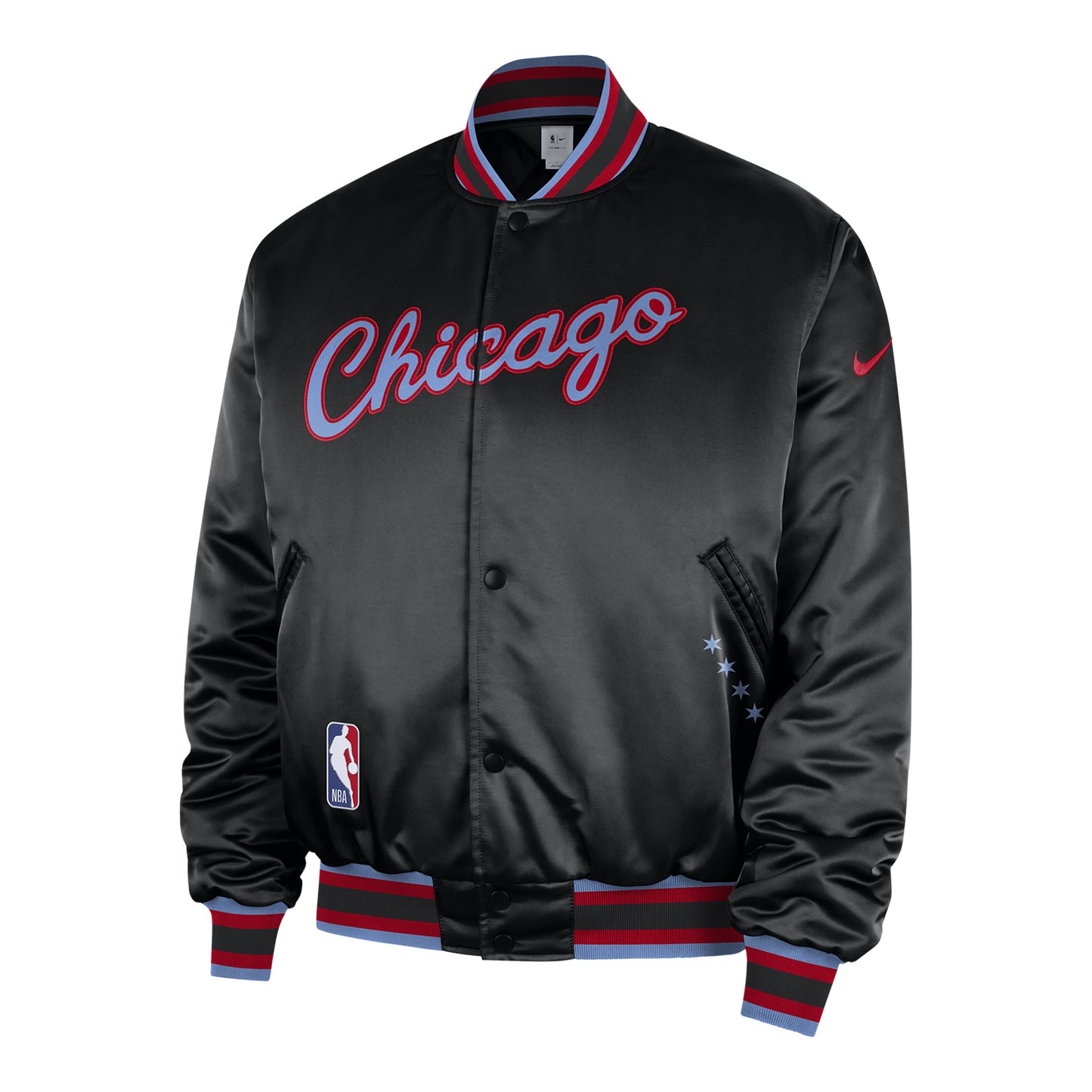 2025-26 City Edition Chicago Bulls Nike Premium Jacket in BLack - Front View