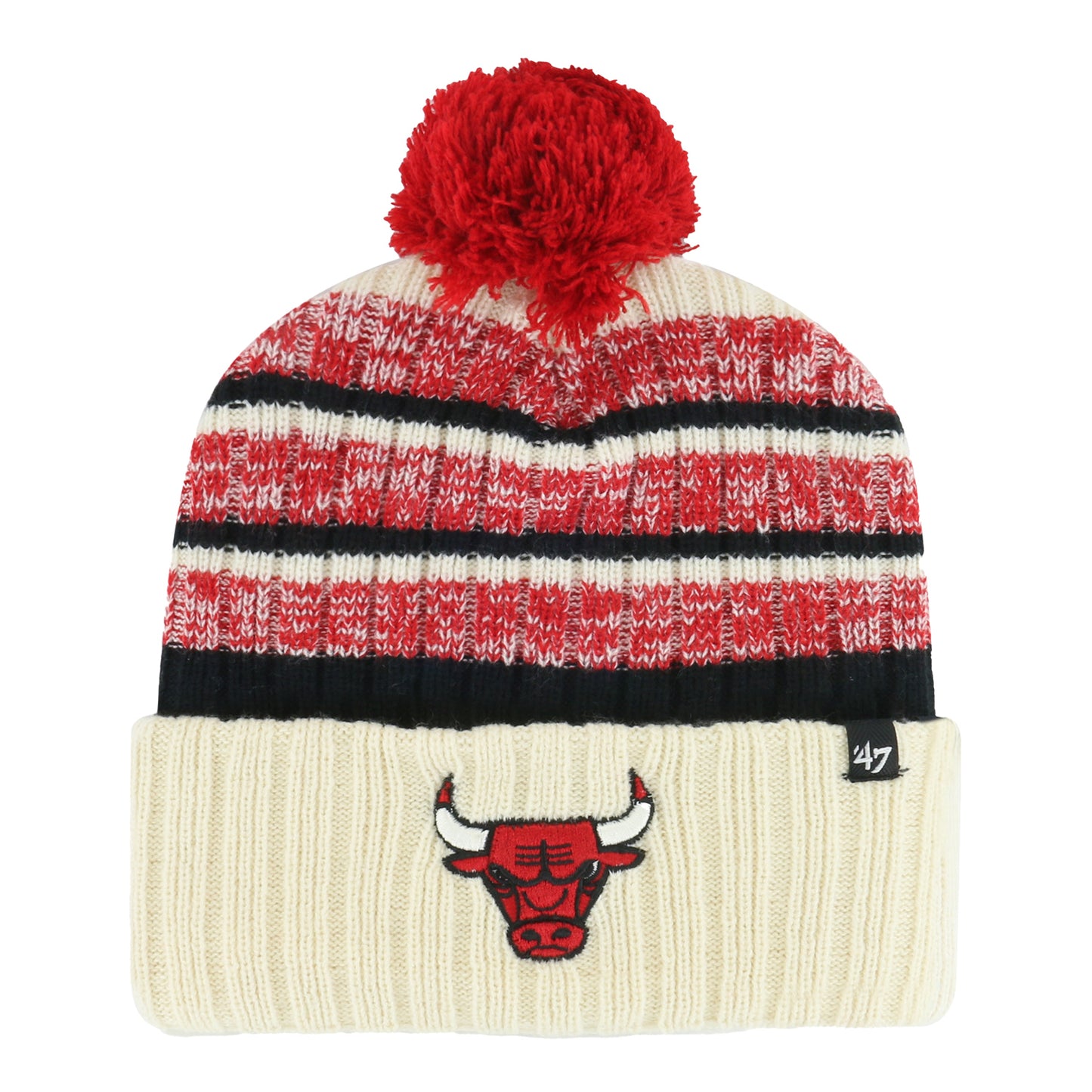 Chicago Bulls 47 Brand Natural Tavern Pom Knit Hat - front view