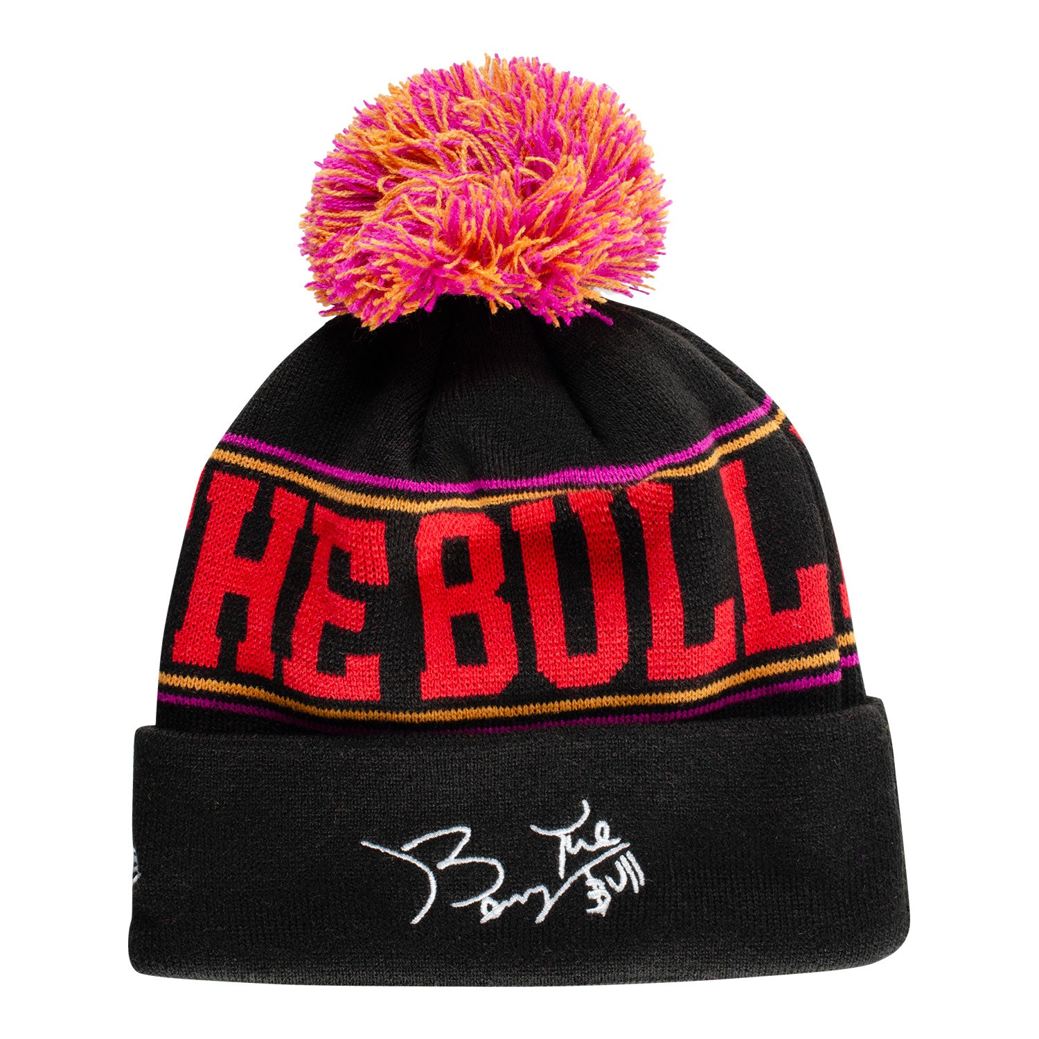 Chicago Bulls New Era Benny the Bull Pom Knit in Black - Back View